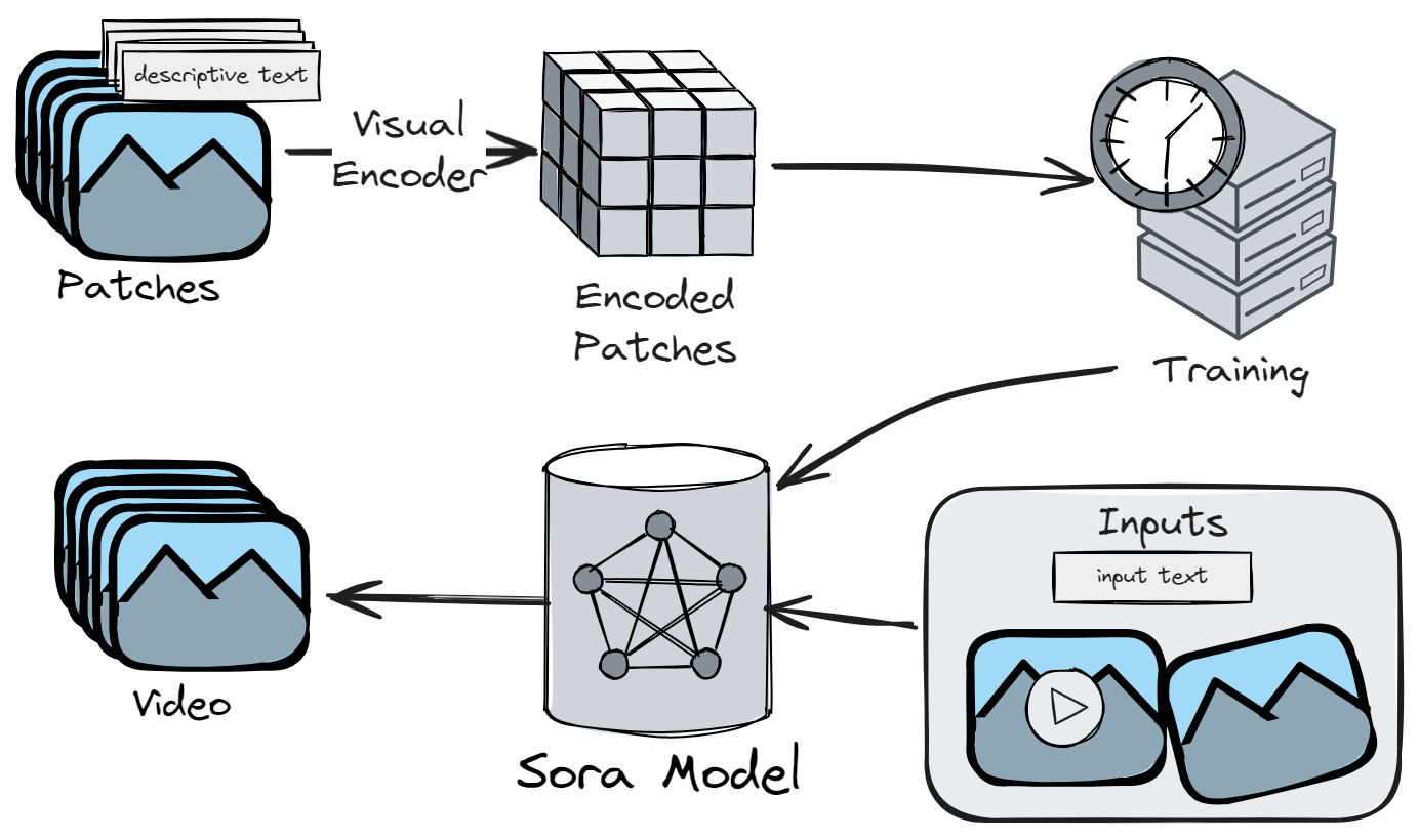Diagram showing an overview of SORA training and use